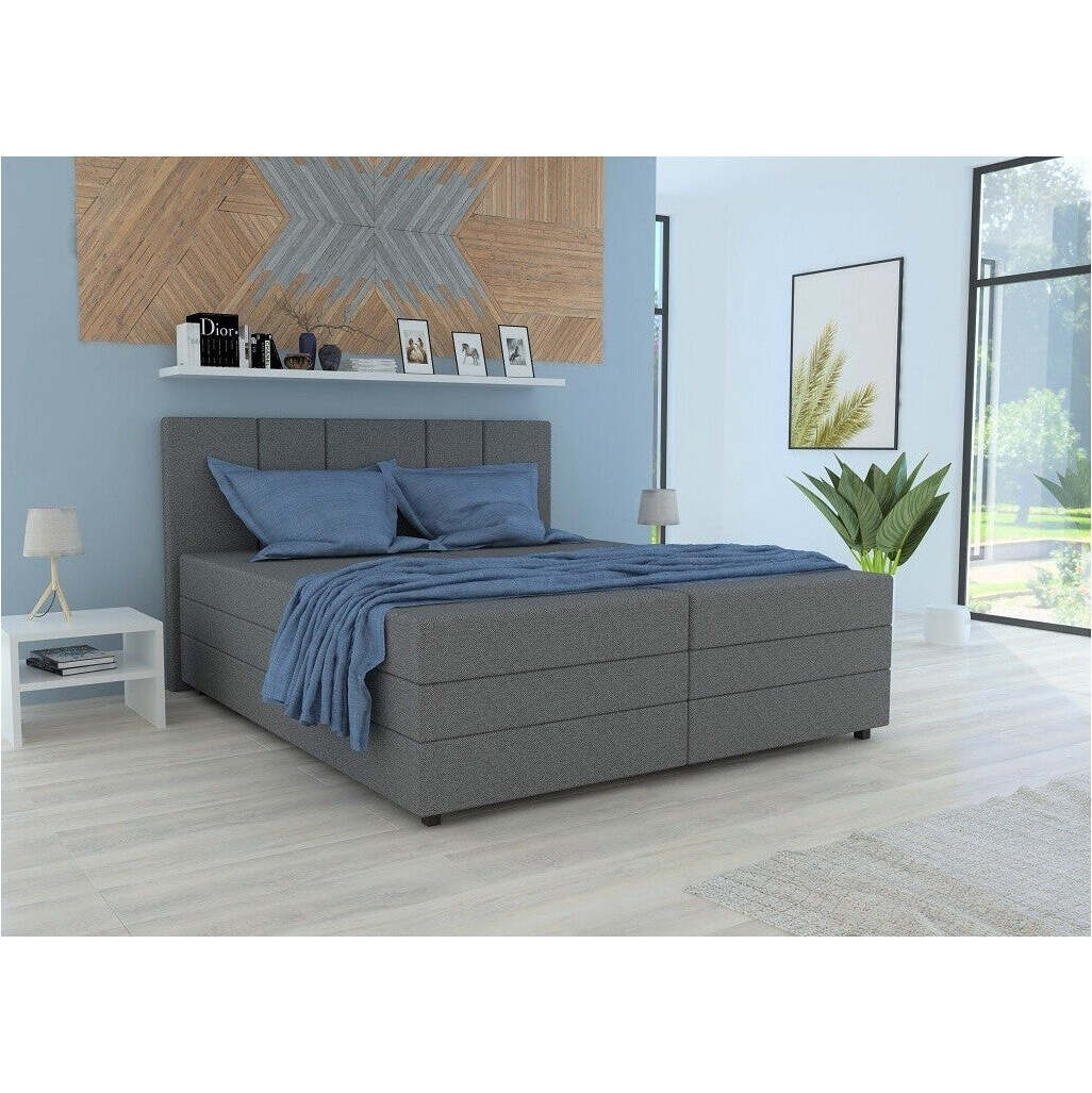 Čalúnená posteľ Alexa 180x200, sivá, vrátane matraca