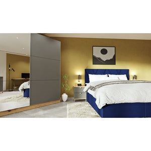 Čalúnená posteľ Kaya 180x200, modrá, vr. matraca, topperu a ÚP