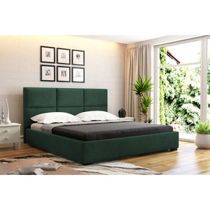 Čalúnená posteľ Lourdes 160x200, zelená, vrátane matraca a roštu