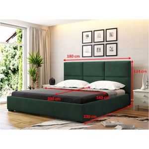 Čalúnená posteľ Lourdes 160x200, zelená, vrátane matraca a roštu