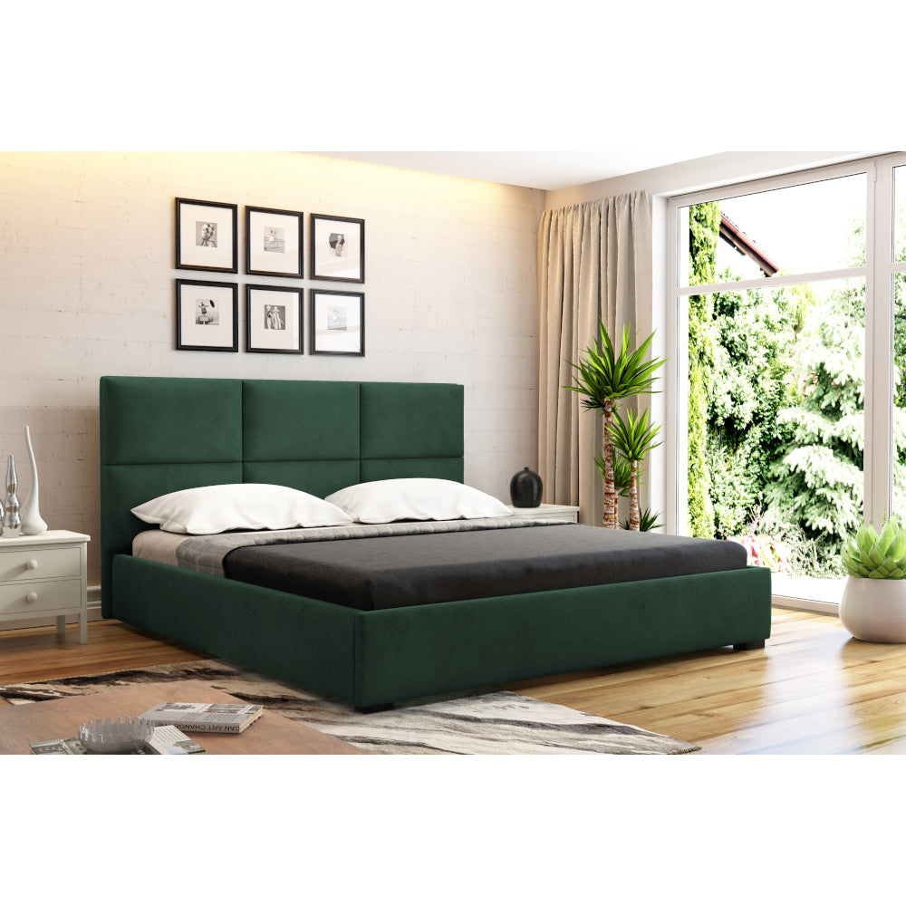 Čalúnená posteľ Lourdes 180x200, zelená, vrátane matraca a roštu