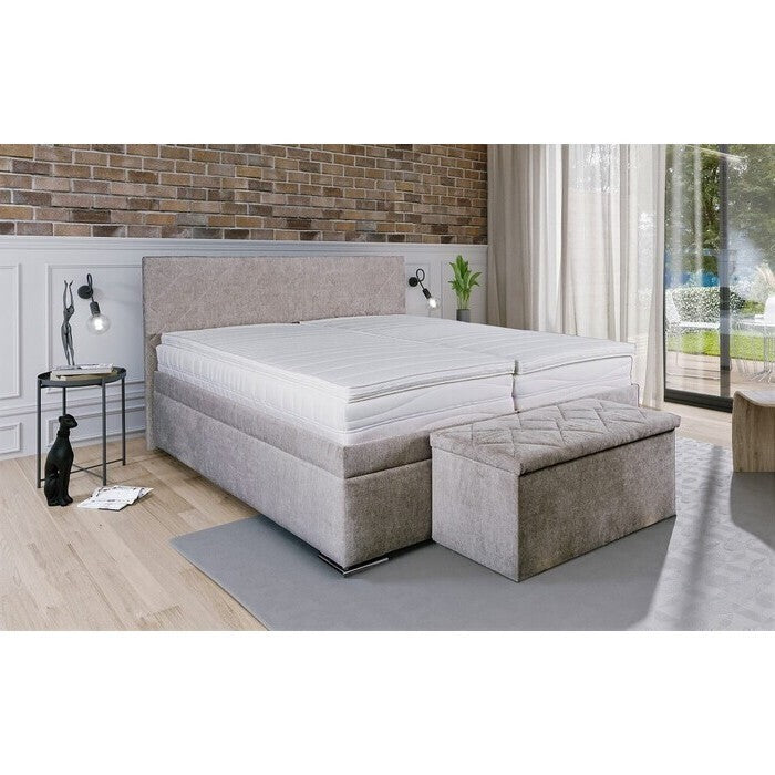 Čalúnená posteľ Rory 180x200, šedá, vrátane matracov, roštu a úp