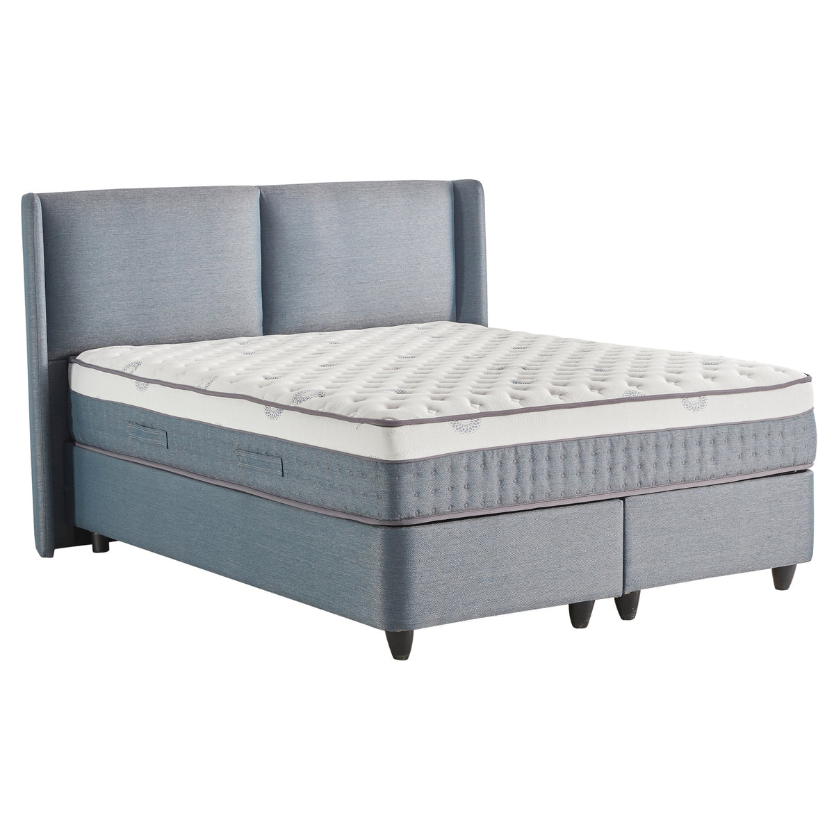 Čalúnená posteľ s matracom Deniz 160x200, modrá, vr. topperu