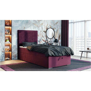 Čalúnená posteľ Violet 90x200, fialová, vr. matraca a topperu