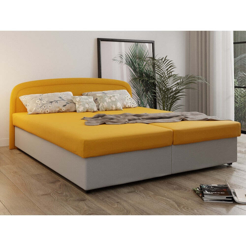 Čalúnená posteľ Zofie 180x200, žltá, vrátane matraca