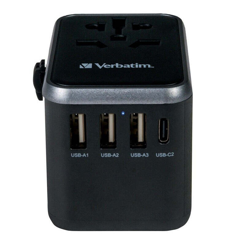 Cestovný adaptér VERBATIM UTA-04 2x USB-C, USB-A