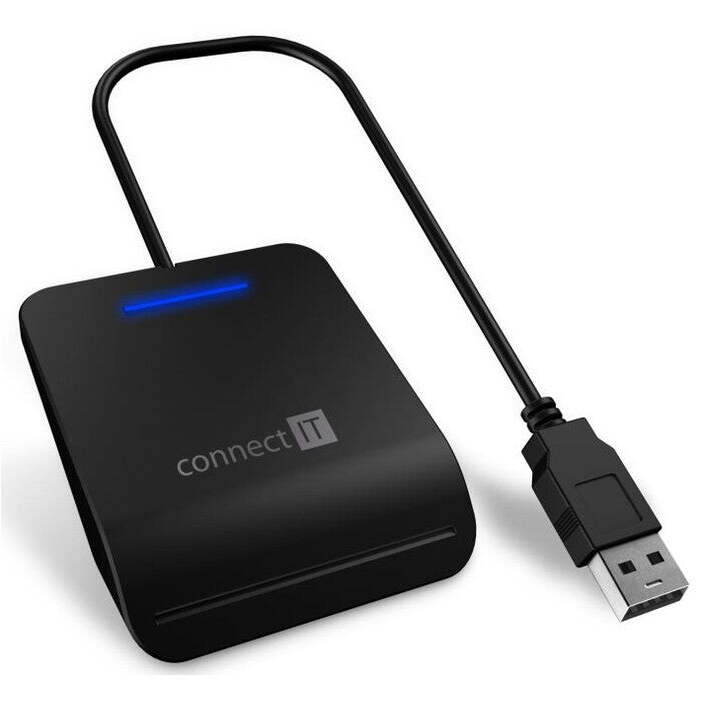 CONNECT IT USB čítačka eObčianok a čipových kariet, ČIERNA