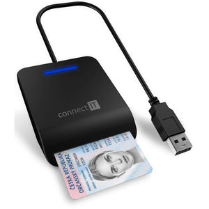 CONNECT IT USB čítačka eObčianok a čipových kariet, ČIERNA