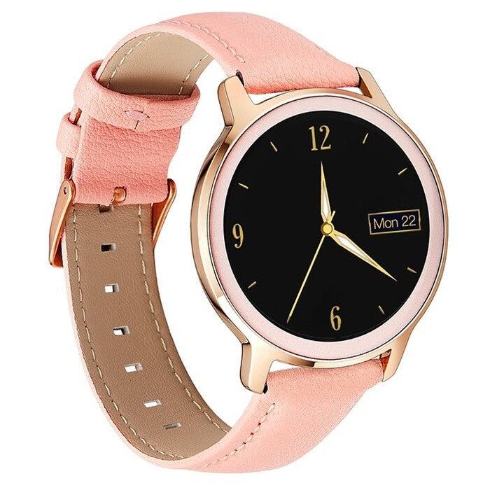 Smart hodinky Deveroux R18, kožený remienok, ružová POUŽITÉ, NEOP