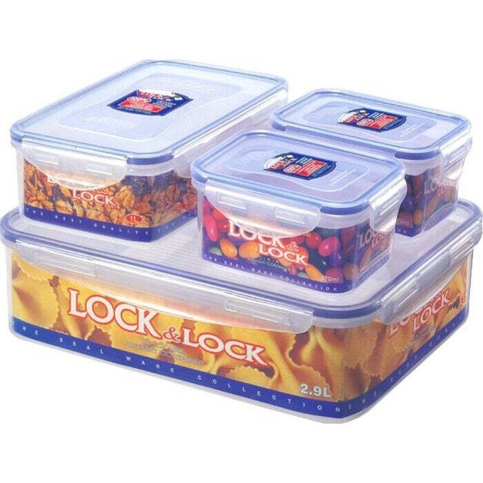 Dózy na potraviny Lock &amp; Lock HPL834SAN, 4 ks, 3,9l/1l/2x470ml