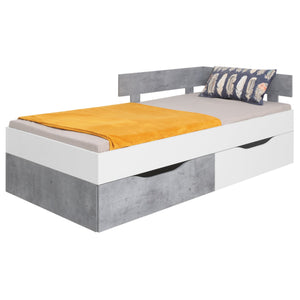 Drevená posteľ Amasi 90x200, bez matrace, betón, biela