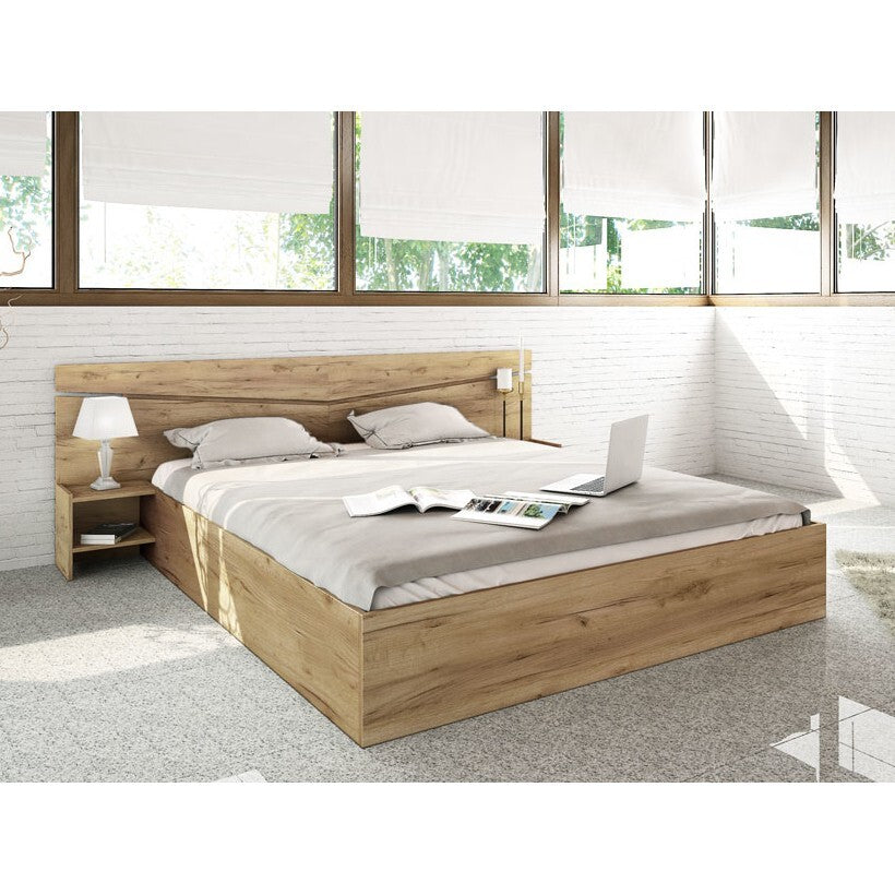 Drevená posteľ Arkadia 160x200,2nočné stolíky,dakota,bez matraca