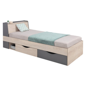 Drevená posteľ Eldani 90x200, dub, sivá