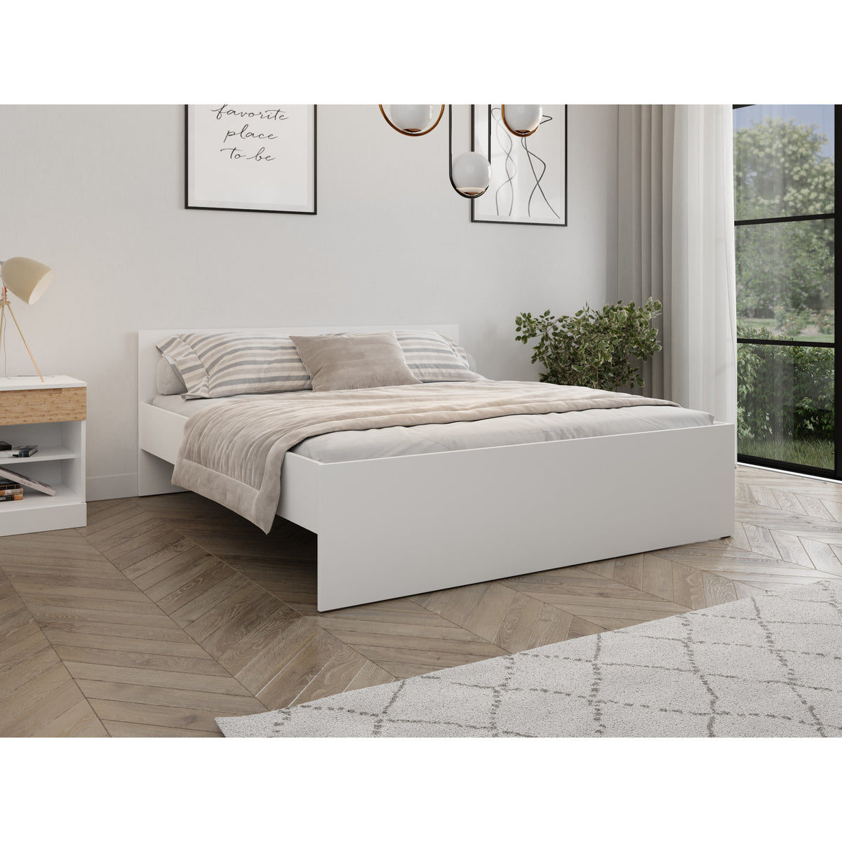 Drevená posteľ Fontemo 180x200, biela, bez matraca a roštu