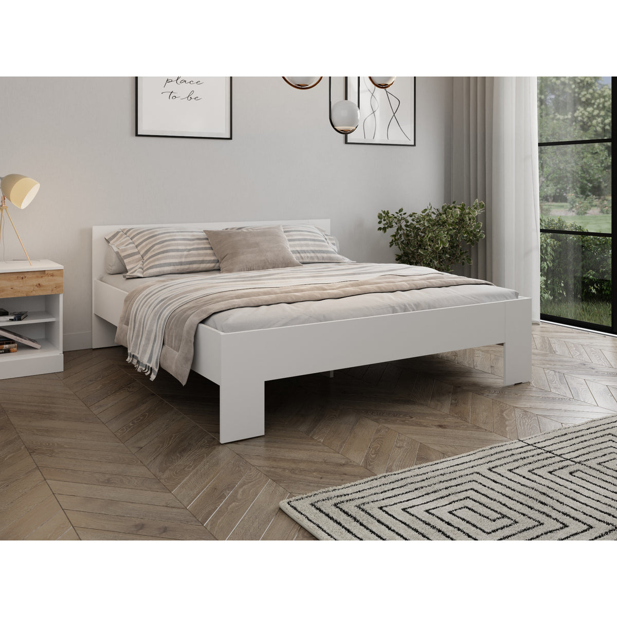 Drevená posteľ Limpo 180x200, biela, bez matraca a roštu