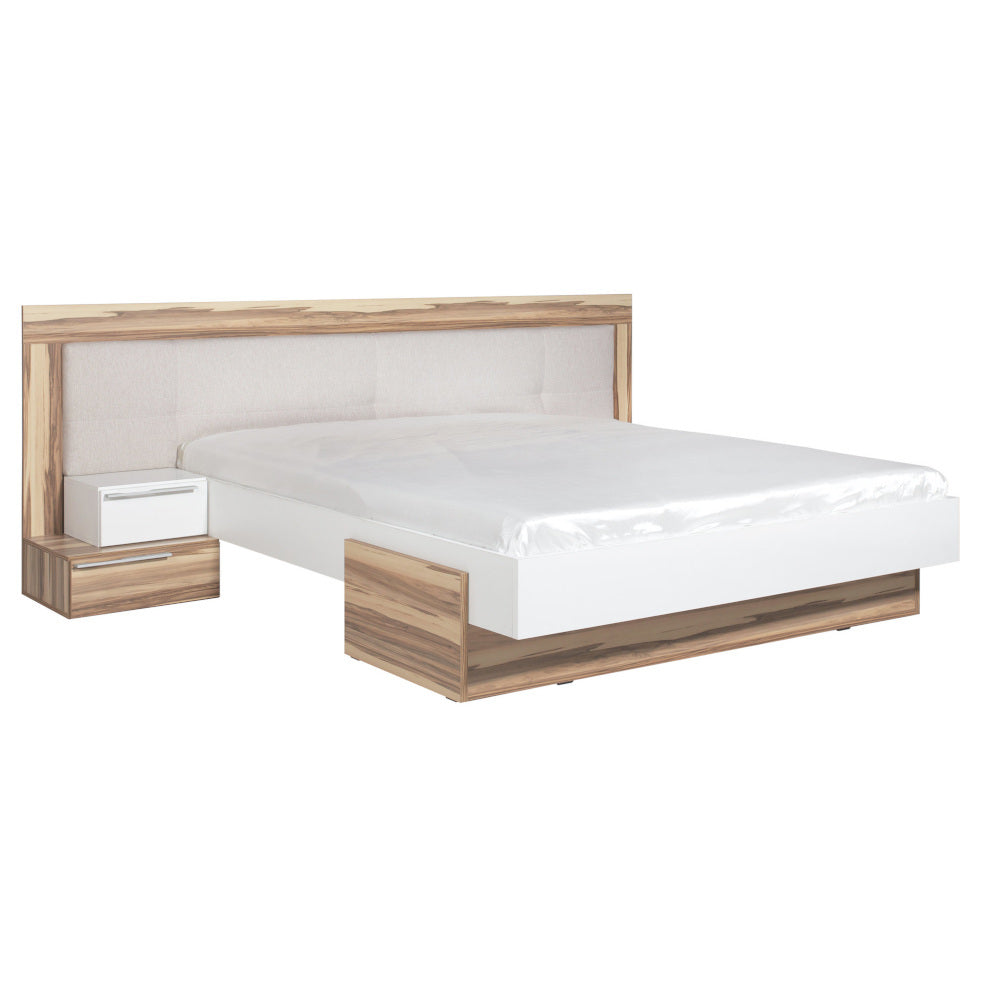 Drevená posteľ Naremo 160x200, orech, biela, bez matraca