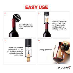 Elektrický otvárač na víno ELDONEX WineSpin, čierny