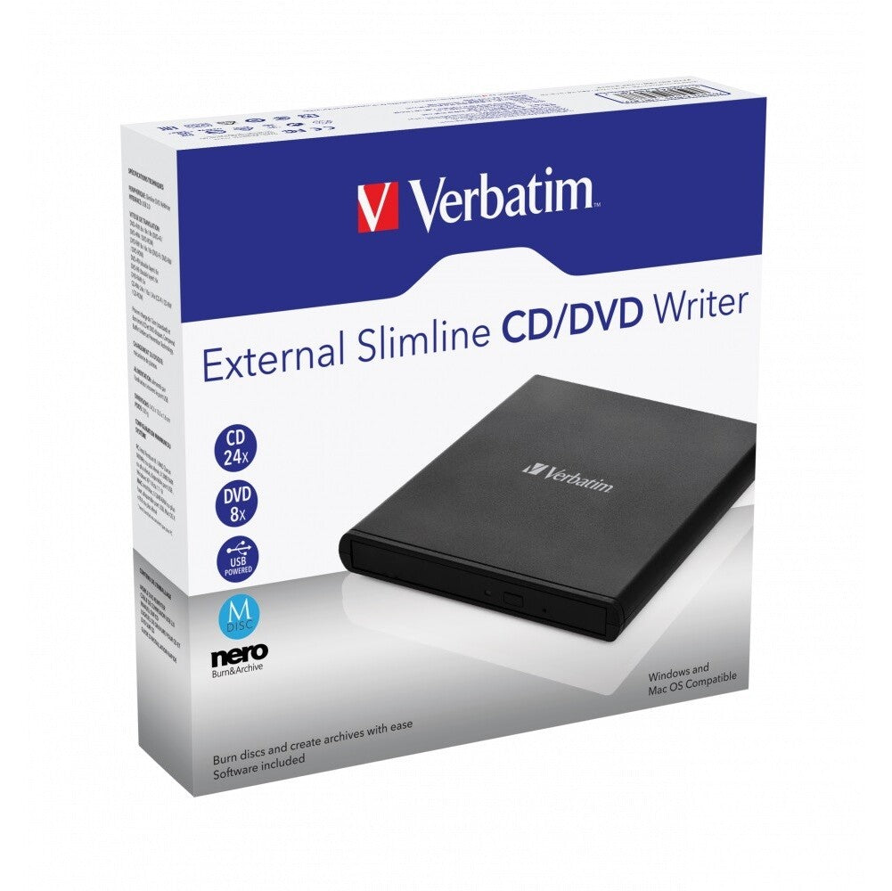 Externá CD/DVD mechanika Verbatim Slimline, 2.0 (98938)