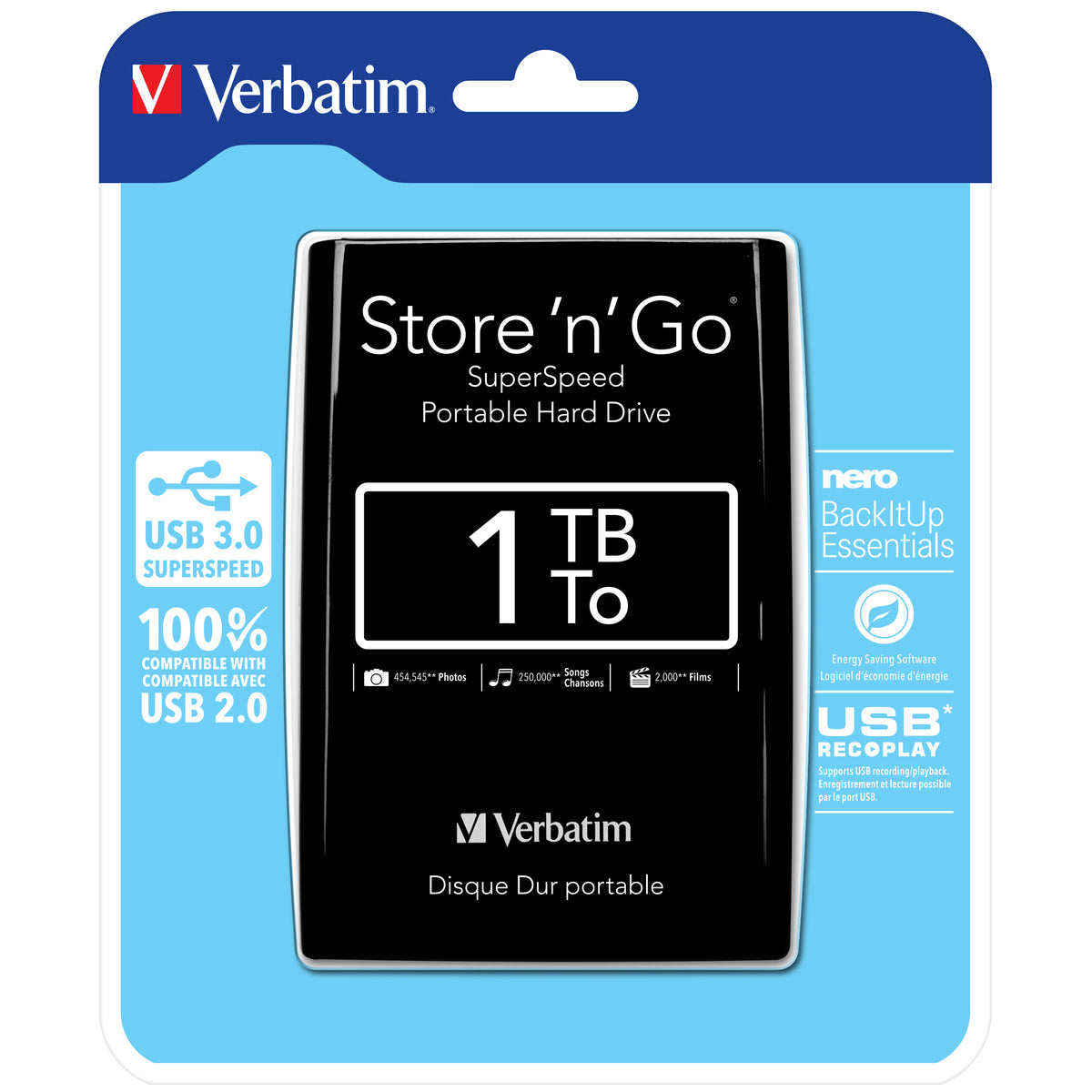 Verbatim Store 'n' Go 1TB/Externí/USB 3.0/2,5"/Black (53023) POUŽ