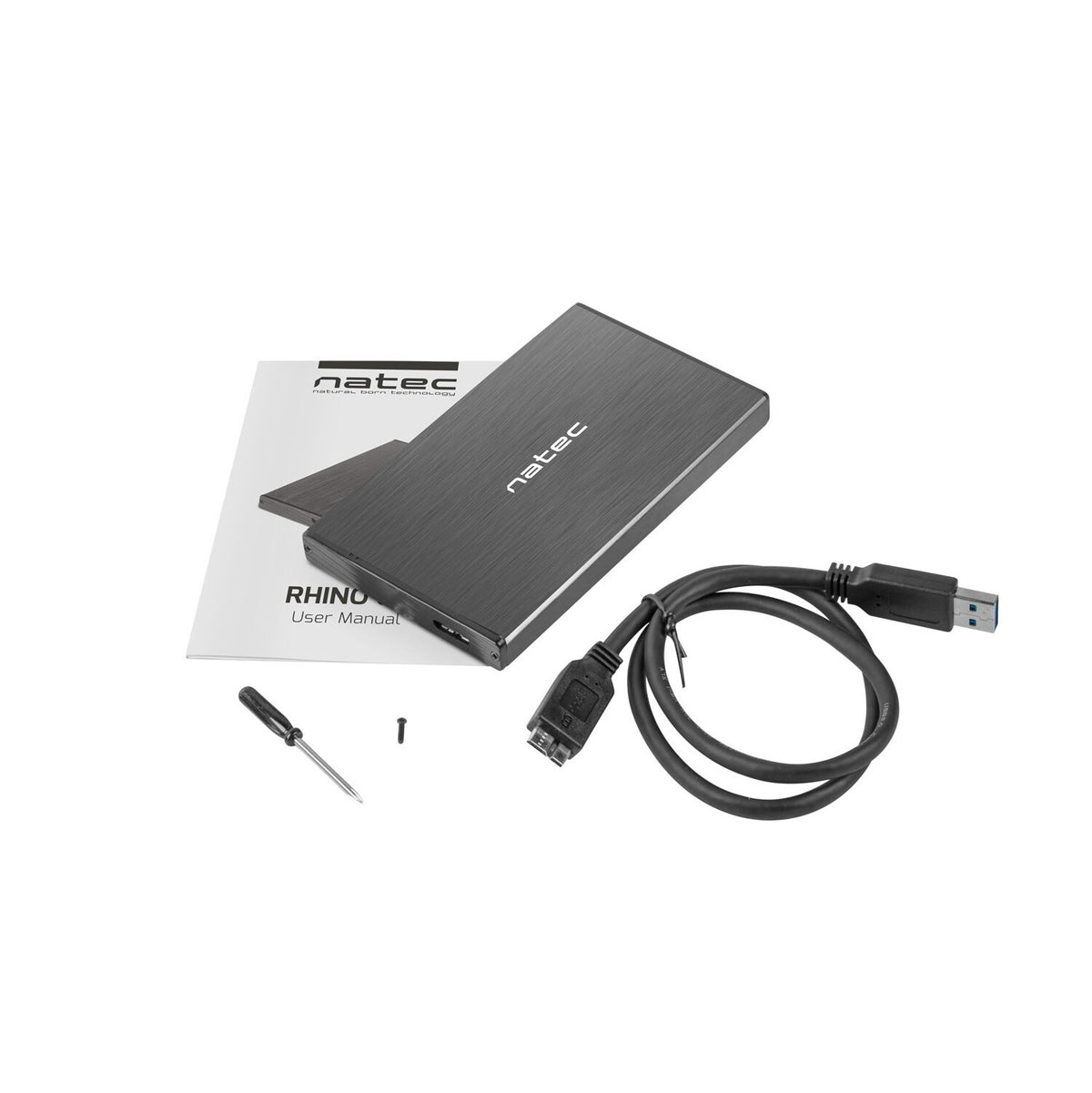 Externý box pre HDD 2,5&#39;&#39; USB 3.0 Natec Rhino Go, hliník, čierny