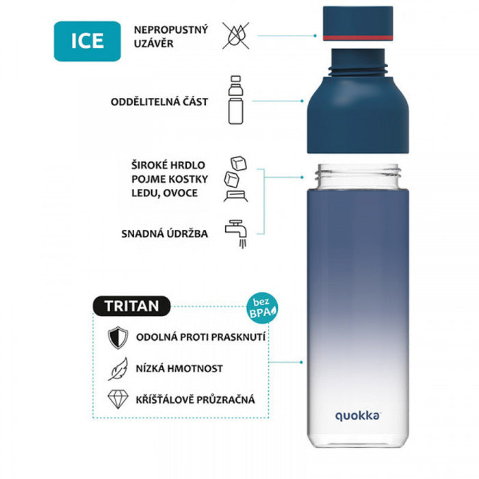 Fľaša z tritánu Quokka Ice Morské zvieratá, 430ml, s remienkom