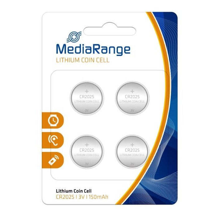 Gombíková batéria MediaRange Premium CR2025, 3V, 4ks