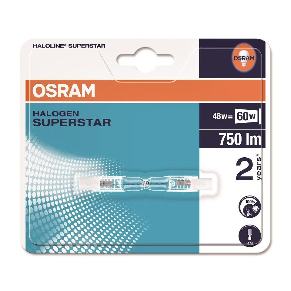 Halogénová žiarovka Osram ECO, R7s, 48W, 75mm, teplá biela