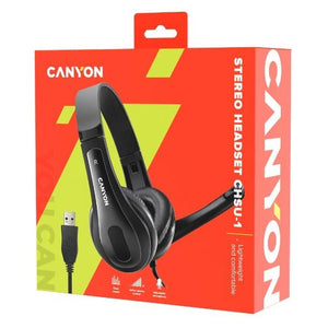 Headset CANYON CHSU-1, ľahký, USB pripojenie, čierna (CNSCHSU1B)