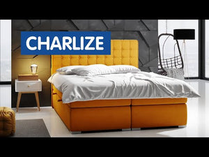 Čalúnená posteľ Charlize 120x200, žltá, vr. matraca a topperu