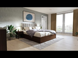 Drevená posteľ Omar 160x200, orech, sivá, bez matraca
