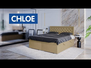Čalúnená posteľ Chloe 140x200, béžová, vr. matraca a topperu