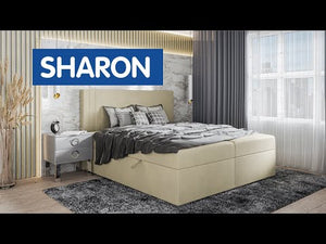 Čalúnená posteľ Sharon 140x200, béžová, vr. matraca a topperu