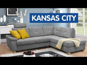 Rohová sedačka rozkladacia Kansas City pravý roh sivá
