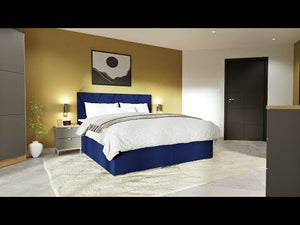 Čalúnená posteľ Kaya 140x200, modrá, vr. matraca a topperu