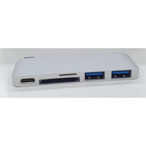 Hub Olpran BL-21B, USB-C / 2x USB, čítačka kariet, USB-C, strieb