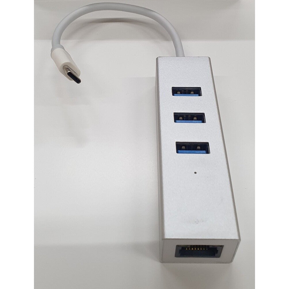Hub Olpran BL-H01E, USB-C / 3x USB, RJ45, stříbrná
