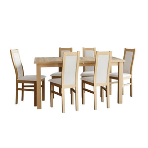 Agáta - Set 6x stolička, 1x stôl + rozklad (sonoma/madryt 120)