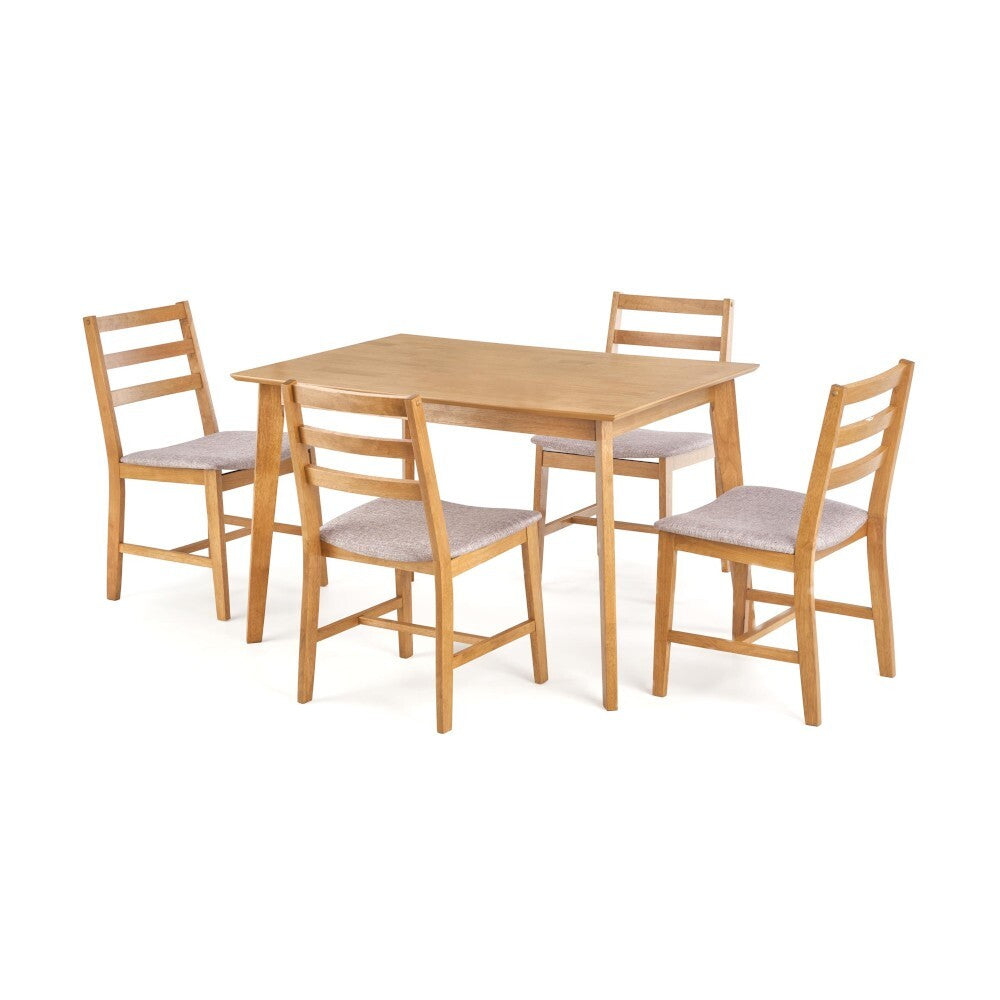 Jedálenský set Korden - 4x stolička, 1x stôl (dub, sivá)