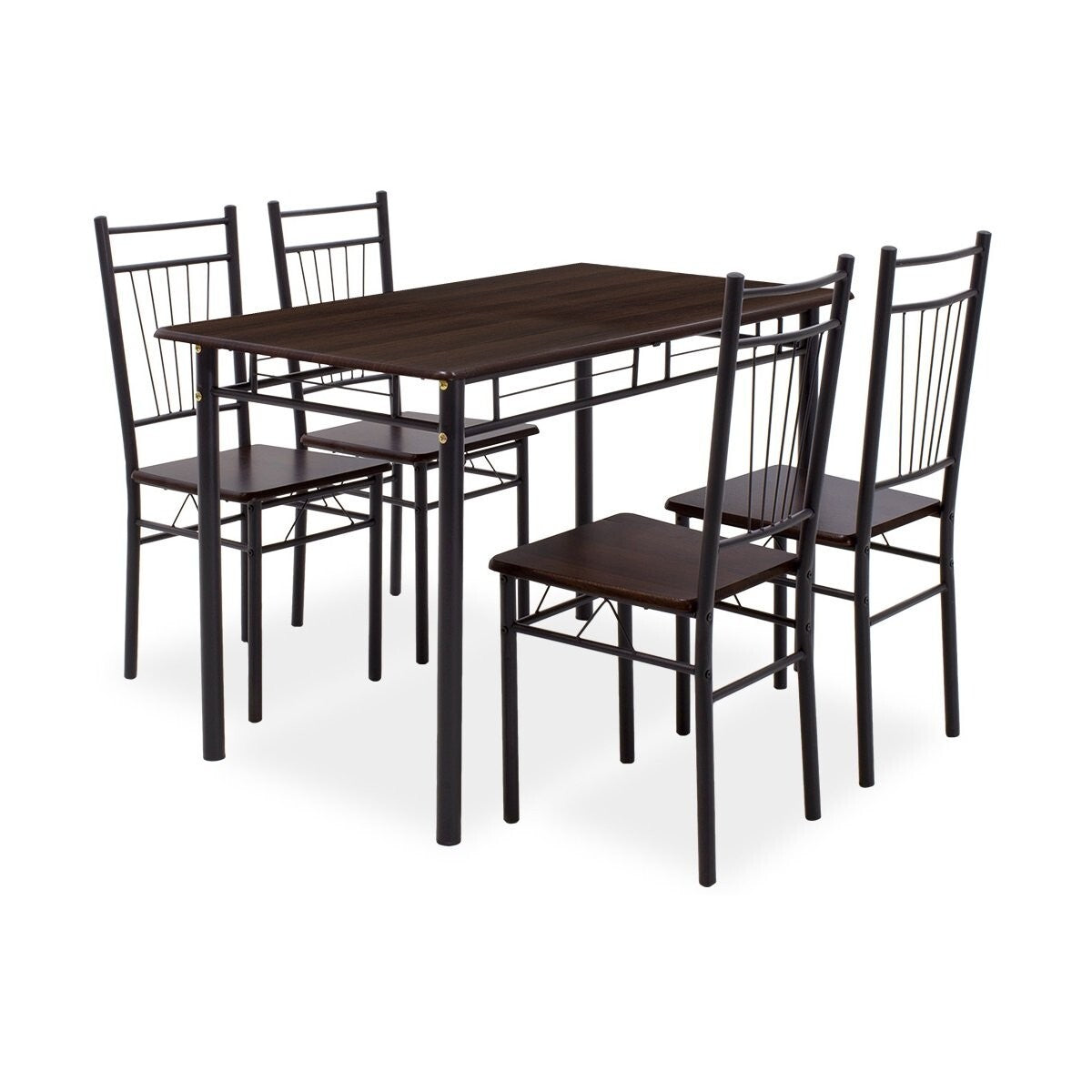 Jedálenský set Raul - 4x stolička, 1x stôl (orech, čierna)