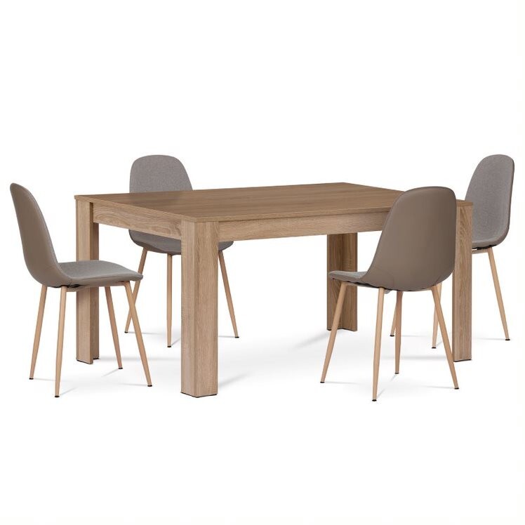 Jedálenský set Carlton - stôl, 4x stolička dub sonoma,cappuccino