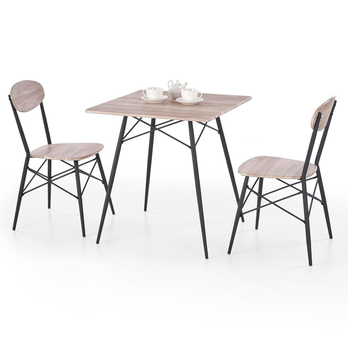 Jedálenský set Flow - 2x stolička, 1x stôl (dub san remo, čierna)