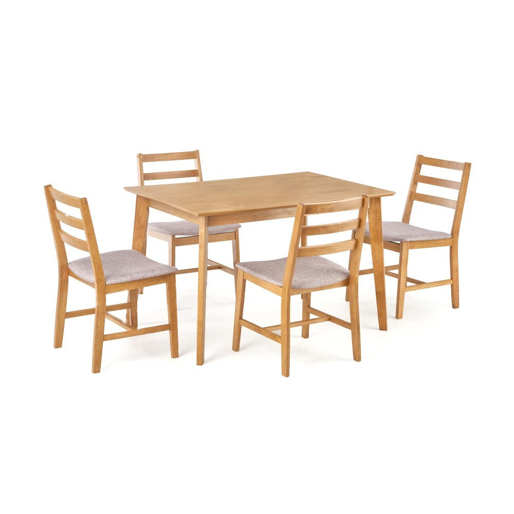 Jedálenský set Korden - 4x stolička, 1x stôl (dub, sivá)