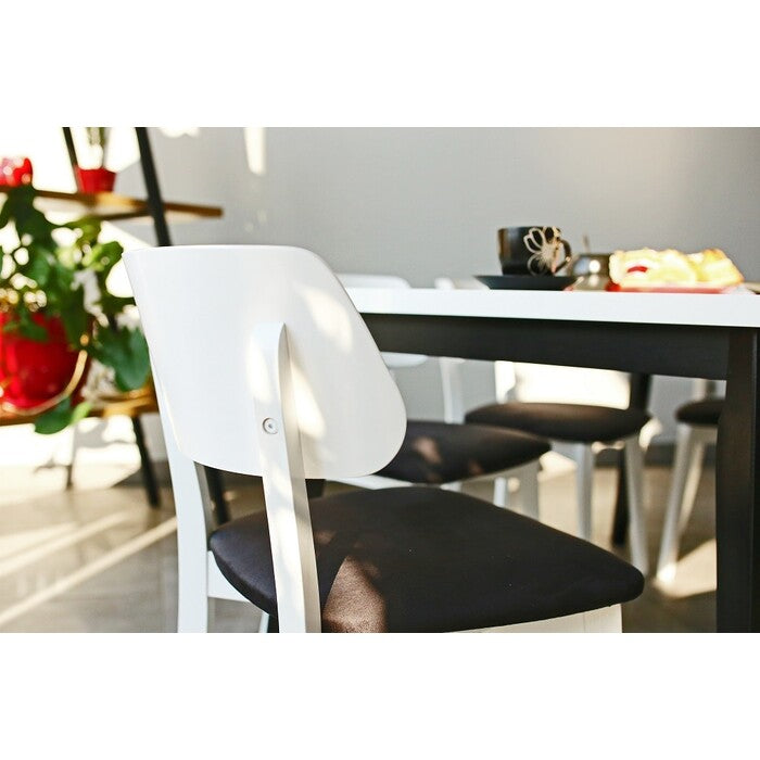 Jedálenský set Ombo-6x stolička,1x rozkladací stôl(biela,čierna)