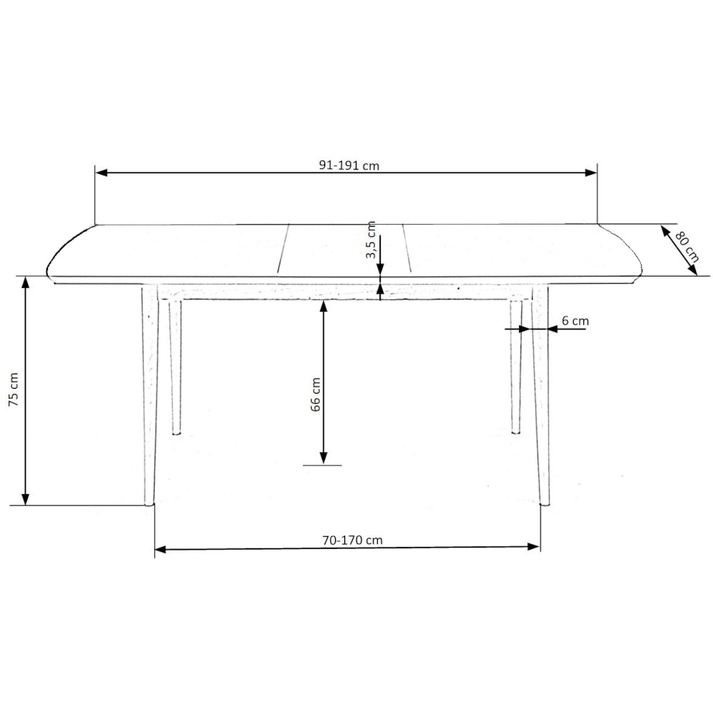 Jedálenský stôl Barrte rozkladací 91-191x75x80 cm (biela)