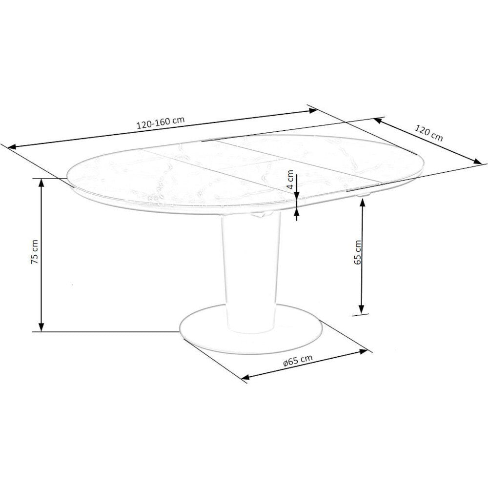 Jedálenský stôl Criado rozkladací (120-160x120 cm, čierna)