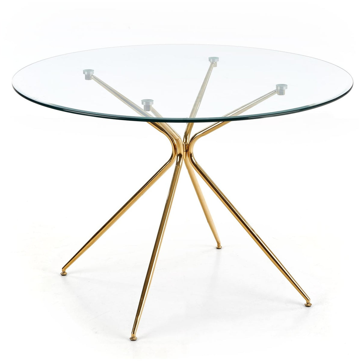 Jedálenský stôl Doron 110x74x110 cm (sklo, zlatá)