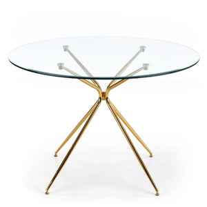 Jedálenský stôl Doron 110x74x110 cm (sklo, zlatá)