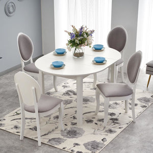 Jedálenský stôl Ginro rozkladací 102-142x76x102 cm (biela)