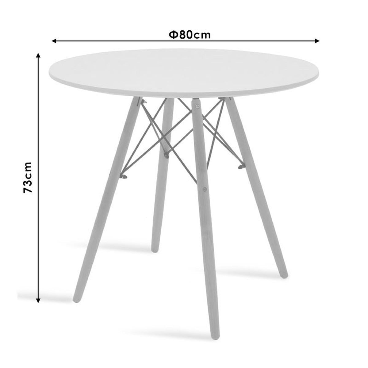 Jedálenský stôl Jardin 80x73x80 cm (biela, drevo) - ROZBALENÉ