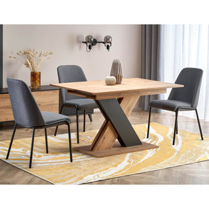 Jedálenský stôl Leraxto rozkladací 130-175x76x85 cm (dub,čierna)